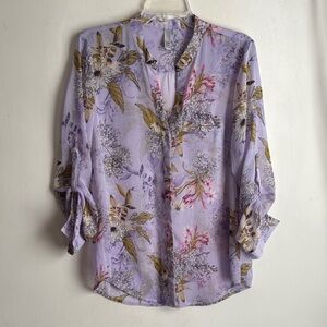 KUT | Light Purple Floral Button-Front Women's Blouse SZ M